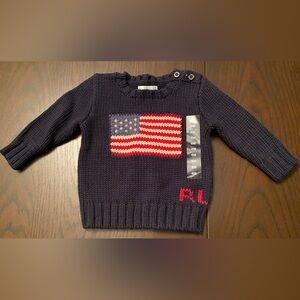 Ralph Lauren Navy American Flag Jumper 6 Months Baby New With Tags